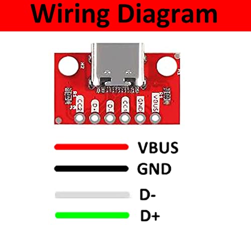 DIANN 5pcs USB Tipo-C Breakout Board Conector Hembra PCB miniatura 3