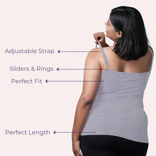 Image of Adira | Plus Size Camisole for Women | Plus Size Camisole | Soft Adjustable Shoulder Elastic | Layering Under Sheer Tops, Shirts & T-Shirts | Offers Full Coverage | Pack of 1