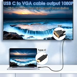Cavo USB C a DVI 1,8 m, 4K Cavo USB Tipo C [Thunderbolt 3/4] a DVI compatibile 1080p, 60 Hz. Connettore placcato, compatibile con MacBook Pro/MacBook USB-C, iMac, Surface Book 2 e Pixelbook
