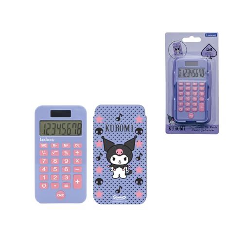 Lexibook, Kuromi, Calculatrice de Poche 8 Chiffres avec Couvercle de Protection, Double Alimentation Solaire et Pile, Arrêt Automatique, Design Compact,...