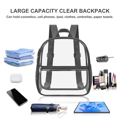 Image of Oraben Clear Backpack for Stadium Events, Clear Bag Stadium Approved | 12 x 6 x 11 inch Small Clear Backpack for Soccer Game, Concerts , Fast Security Check, Waterproof PVC
