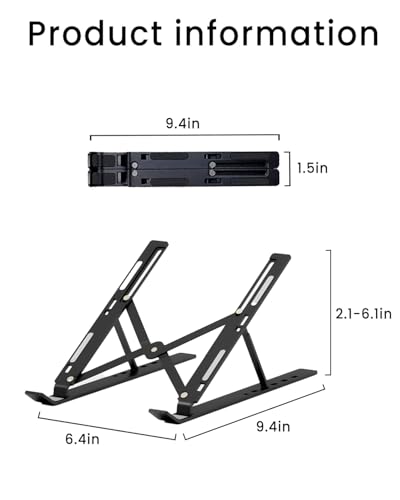 Soporte ajustable de aluminio para portátil negro miniatura 2