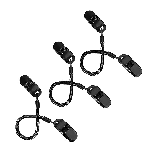 CHICIRIS Clips for Hats, 3Pcs Black Retainer Hat Clip for Fishing Apparel Keeper Holder and Coiled Cord for Golfing Fishing Boating Sailing Other Sports