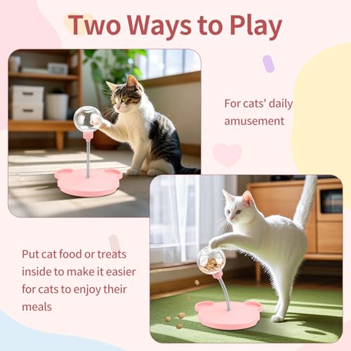 Enniew Cat Toys with Treat Dispenser, 2 in 1 Interactive Cat Toy for Indoor Cats Kitten Cat Catnip Toy for Bored Indoor Cats and Dogs Jouet Pour Chat Fun Interactive Play Pet Toy, Pink - Image 3