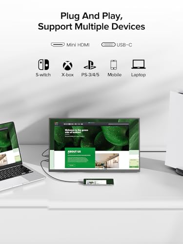 Image of Newsoul Portable Monitor 15.6 Inch, 125% sRGB Laptop Monitor Built-in 0~180Adjustment Stand | Speaker | VESA, HDMI USB-C Plug&Play, Ultra-Thin Second Extender Screen for Phone Game Console