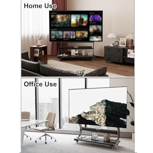 Soporte móvil para TV con ruedas y estante de madera maciza miniatura 7
