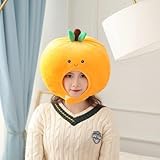 HIPIHOM Plush Fruit Headgear Hat Funny Novelty Hat Sleeping Pillow Toy Stuffed Cap Photo Props Warm Cosplay Costume Head Accessories (Orange)