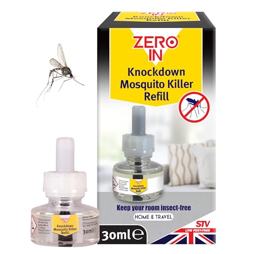 Zero In Knockdown Plug-In Mosquito Killer Refill – Odour-Free, Kills Mosquitoes, Midges, & Biting Insects on Contact - Provides Up to 45 Nights of Protection - 30ml Refill Bottle