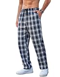 COOFANDY Men's Plaid Casual Pants Cotton Flannel Pajama Pants Drawstring Checkered Lounge Sweatpant with Pockets