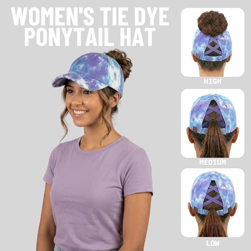 Image of Funky Junque Womens Baseball Cap Dad Hat Ponytail Messy Bun Trucker Ponycap