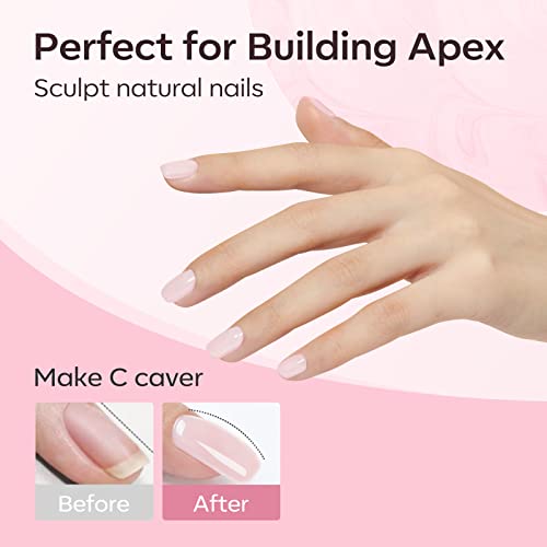 modelones 8-in-1 Gel Construction Ongle UV, 6PCS Rosa Gel Ongle, Gummy Base Pose Americaine Set, Vernis Gel UV Semi Permanent, Capsules et Extensions, pour Réparation de Manucure, Gel X, Kit Manucure