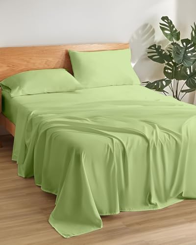 Image of Microfiber King Size Bedsheet with 2 Pillow Covers | Ultra Soft & Breathable Flat Sheet | Wrinkle-Resistant, Premium Comfort for Everyday Use|Size (108 inch x 108 inch) Sage