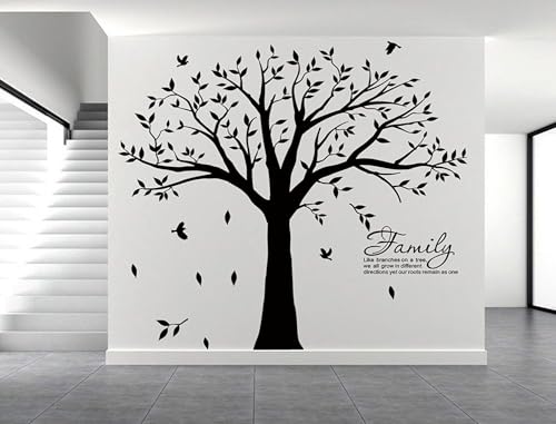 LSKOO Family Tree Wall Decal with Family-Like Branches - Wall Sticks Decoration for Living Room (Black)