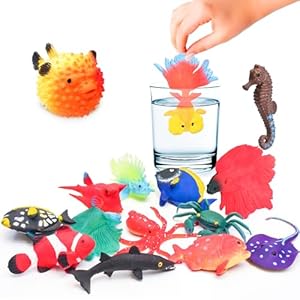 10Pcs Fish Toys Animal Figure Bath Toys, Color Changing Toys Sea Animal Toys, Sea Creatures Toys for Kids 3 Years and up, Water Table Toys for Themed Parties, Cake Topper, Kids Easter Basket