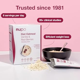 NUPO Diet Oatmeal Vanilla Red Berries – Premium Diet Meal for Weight Management I Complete Meal Replacement for Weight Control I 12 Servings I Very Low-Calorie Diet, GMO Free