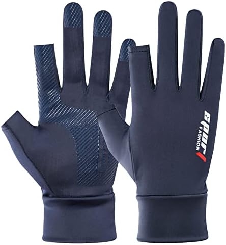 BRLIBESE Fishing Gloves Men Women UV Protection Driving Gloves UPF50+ Sun Hiking Anti-Slip Touch Screen Gloves for Kayaking, Bike, Paddling, Driving, Canoeing, Rowing (Blue)