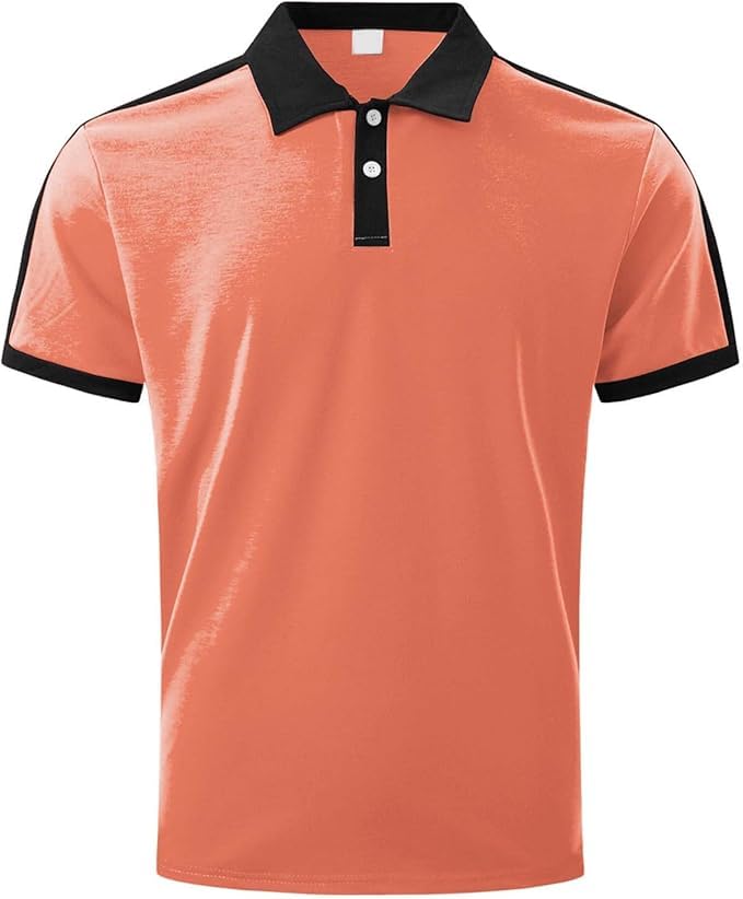 Men's Lapel Fashion Plus Size Cotton T-Shirt for Male Fashion Color Block Henley Shirts Basic Button Up Tee Shirt2