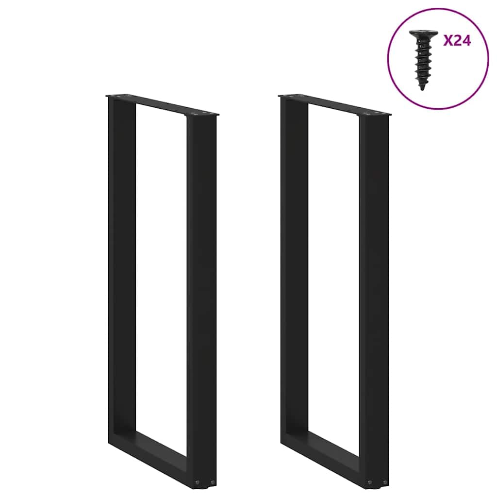 vidaXL Patas para Mesa de Bar en Forma de U (2 Unidades), Color Negro, 60 x 110-111 cm, Acero