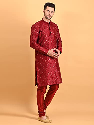 Image of Uri and MacKenzie Embroidery Silk Men's Kurta Pyjama Set