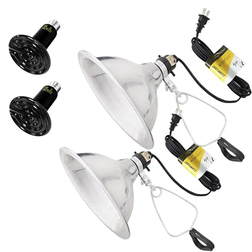 Simple Deluxe 150W Ceramic Reptile Heat Lamp Bulb & 150W Clamp Light with 8.5" Aluminum Reflector Combo for Amphibian Pets, 2-Pack - image 8