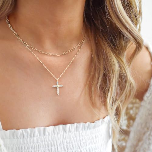 Women's Layered Cross Necklace - image 3
