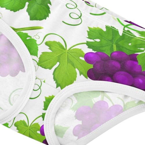 Durable Toddler Underwear Floral 2t Cotton Panties for Girl Clusters Purple Grapes Green Leaves Briefs Kids Undies4