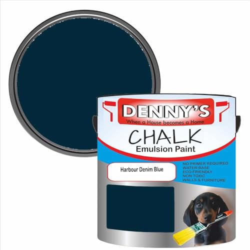Premium Interior Wall & Furniture Chalk Paint – Harbour Denim Blue – Rich Matt Finish, Durable & Washable, Low Odour, Ideal for Living Rooms, Bedrooms & Hallways (500ML Tin)