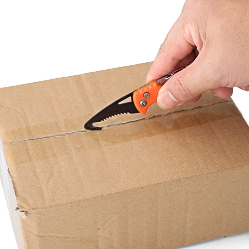 Yisida 2 Pack Mini Folding Keychain Knife, Box/Seatbelt Cutter, Portable Rescue Knife, Orange And Black, 4.3 Inch #TOP1