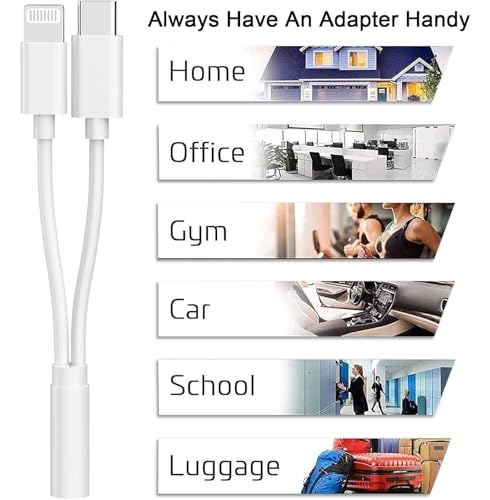 [Apple MFi Certified] Multi Lightning to 3.5 mm Headphone Jack Adapter,iPhone Headphones Aux Audio Dongle + USB C Type C to 3.5 Female Adapter for iPhone 16 15 14 13 Pro Max 12 11 XS XR 8 7 S25 S24