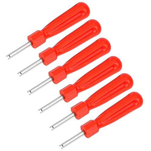 Image of lasenersm 6 Pieces Valve Core Remover Valve Remover Core Tool Valve Core Removal Tool Single Head Valve Remover Installer Repair Tool Tire Valve Stem Core Remover with Plastic Handle, Multicolor