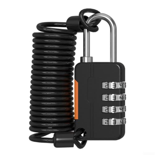 Hosrivae Candado de combinación con cuerda antipérdida, cerradura de alambre pequeño, gabinete de gimnasio, cerradura de contraseña portátil, seguridad de viaje, negro