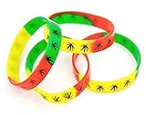 BUNFIREs 2pcs Silicone Wristbands Leaf Marijuana Cannabis Jamaica Weed Bracelet