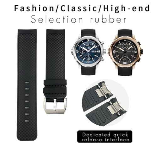 Correa de reloj de goma de flúor de 22 mm suave para IWC Aquatimer en azul 3