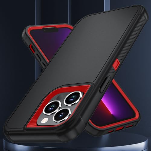 Image of SunStory Compatible with iPhone 13 Pro Case with HD Screen Protector, 3-Layer Heavy Duty Full-Body Cover,3 in 1 Hybrid Protective Case for iPhone 13 Pro 6.1 inch,BlackRed