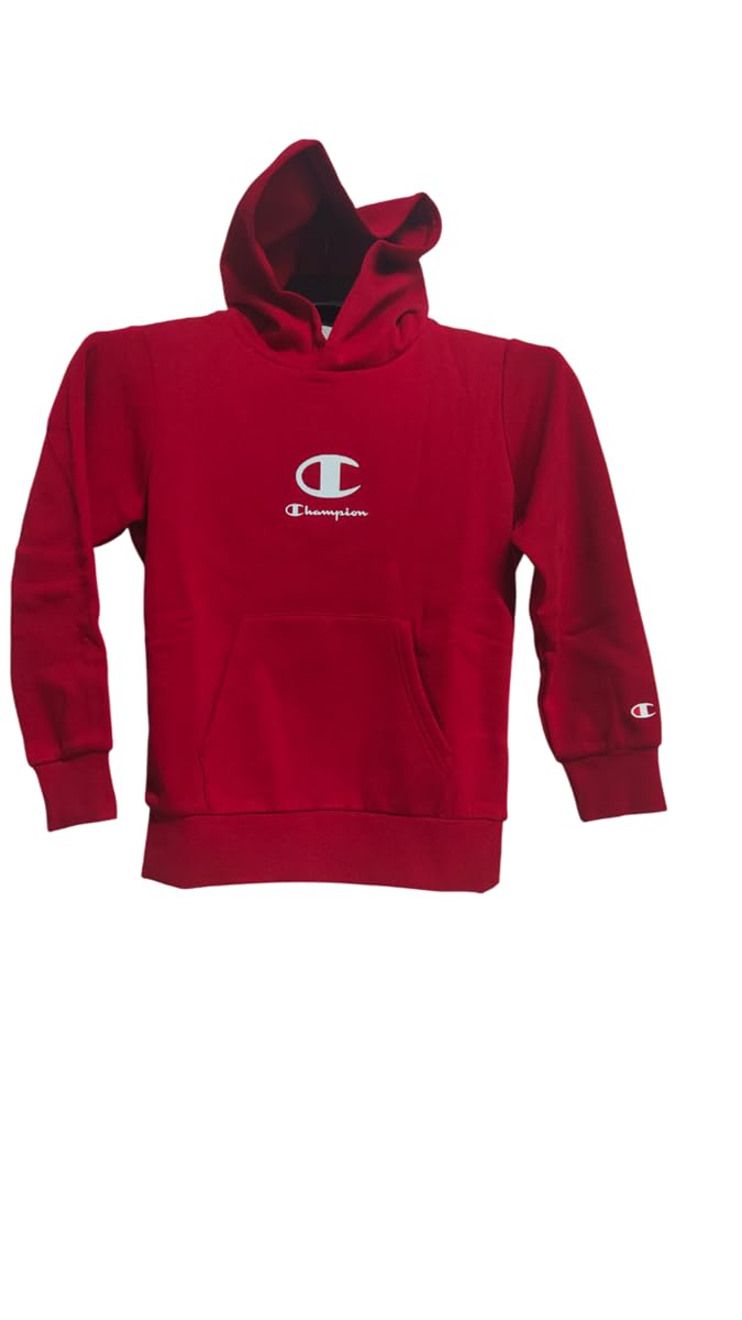 CHAMPION Boys’ Fleece Hoodie, hooded sweatshirt, ultra-light compact fleece, superior thermal comfort, standard fit, logo on the chest