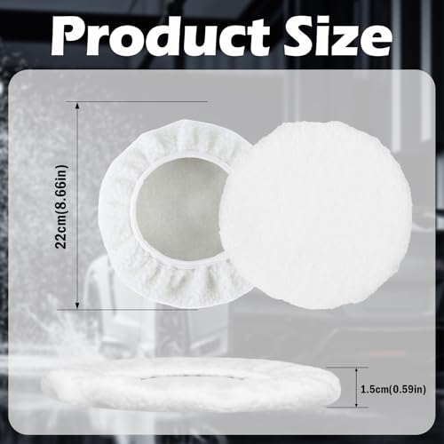 KAIYAYA Polierhauben,6 Stück Weißes Wollvlies Polierdeckel,Polierhauben-Set Weicher Stoff,Keine Beschädigung des Autolacks,Polierhaubenset für 220mm-250mm Auto-Poliermaschine zum Wachsen Autopolieren