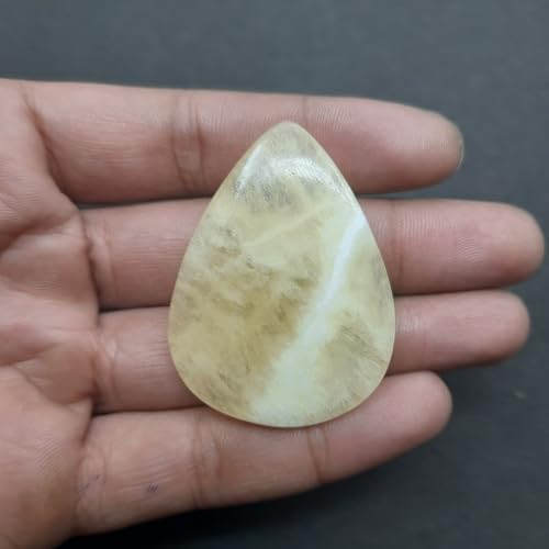 Agate jaune naturelle poire 66 cts cabochon 48x33mm pour la création de bijoux uniques DIY - 7
