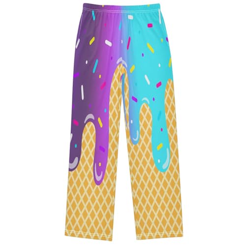 Boys' Pants Purple Ice Cream Blue Joggers Elastic Long Bottoms Trousers Sweatpants with Pockets Size 6-14