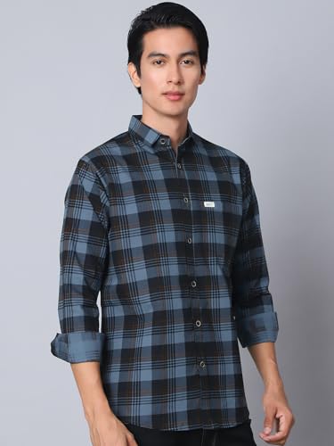 Image of Majestic Man Comfort Cotton Slim Fit Checked Casual Shirt for Men