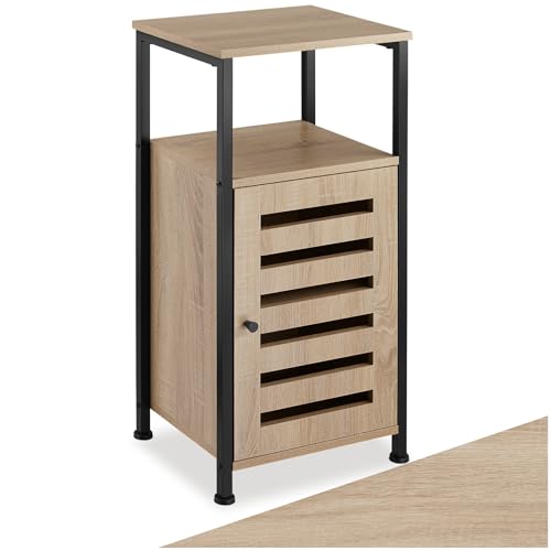 tectake® Table de Chevet 38,5 x 31,5 x 81 cm, Style Industriel, Table de Nuit, Porte magnétique et étagère réglable, Meuble d'appoint Chambre, Salon,...