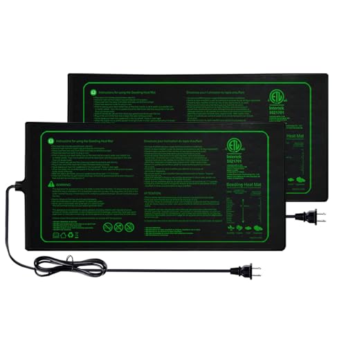 Upgrade Version 2PK Seedling Heat Mat with ETL Listed Warm Hydroponic Heating Pad for Seed Starting Indoor Gardening Brewing and Greenhouses Durable Waterproof Black Plant Heat Mat