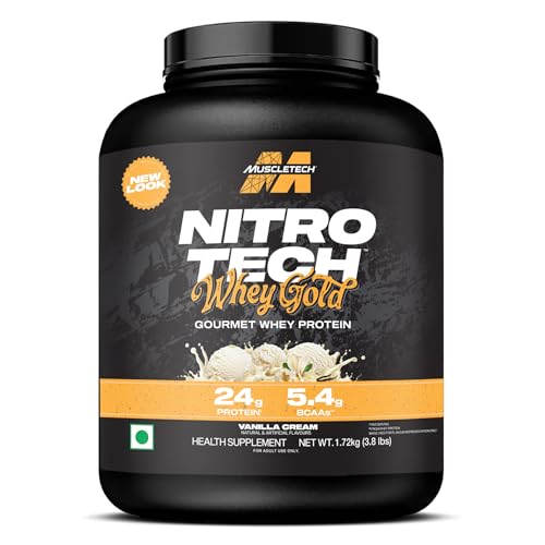 Image of MuscleTech Nitro-Tech Whey Gold Protein Powder | 24 g Protein & 5.4 g BCAAs Per Serving | Supports Lean Muscle & Faster Recovery | Vanilla Cream| 1.72 kg