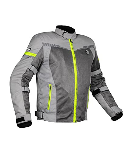 Image of RYNOX AIR GT 3 RIDING JACKET GREY HI-VIZ GREEN (S) (WITHOUT LINERS)