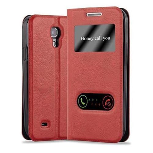 Cadorabo Estuche Compatible con Samsung Galaxy S4 en Rojo AZRAFÁN   Funda Protector con Cierre magnético, función de Soporte y 2 Ventanas de visualización
