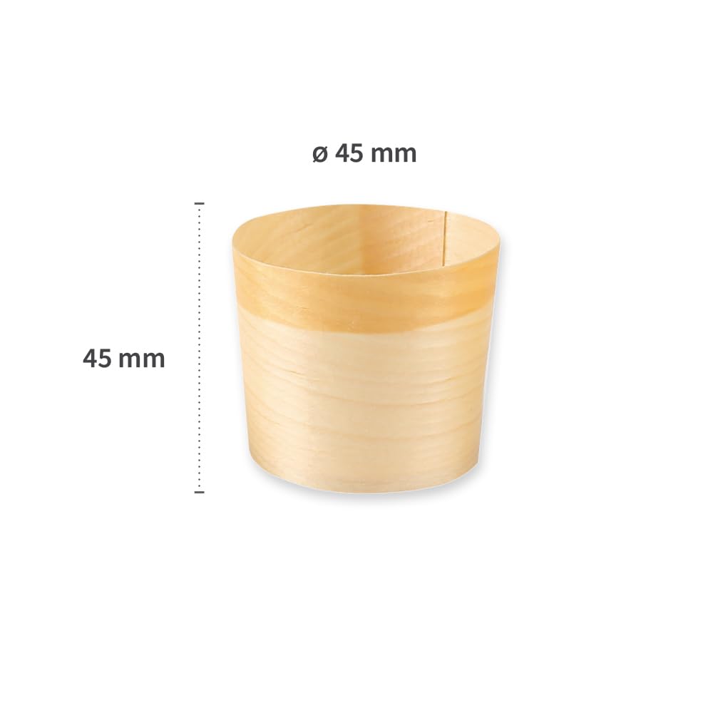 FRANZ MENSCH 500 Stück NATUREStar Fingerfood-Schalen, rund | Holz, Karton, natur, H: 4,5cm, Ø: 4,5cm, Fingerfood-Schalen, Holzschalen, Einwegschalen