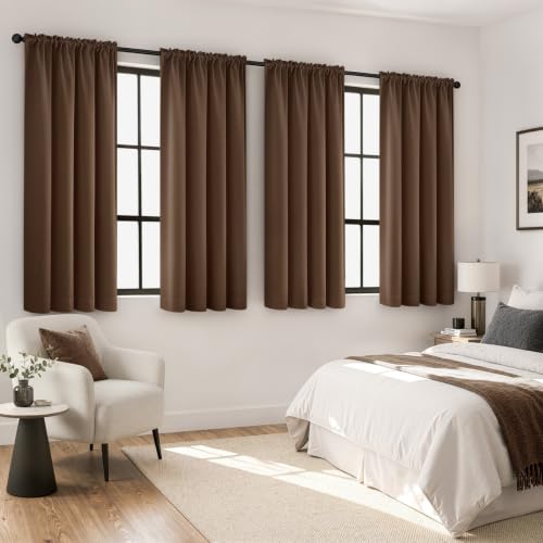 Image of MIULEE Brown Blackout Curtains 63 Inch Length for Bedroom Set of 4 Panels