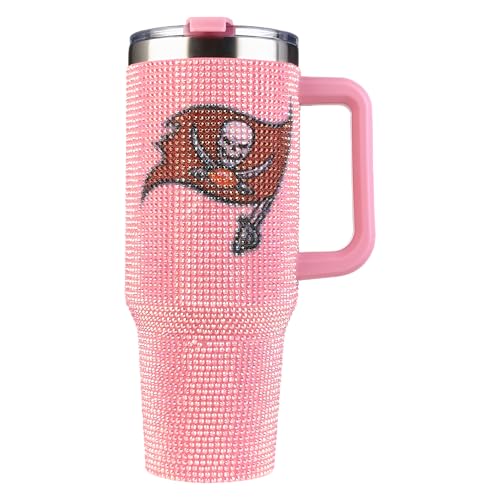 Image of The Memory Company Officially Licensed 40oz Pink Bling Game Day Tumbler, Tampa Bay Buccaneers