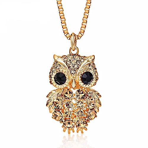 Hmsanase Collier Pendentif Argent Bijoux ​Hommes Femmes Necklace Hibou Pendentif Long Pull Collier 金色