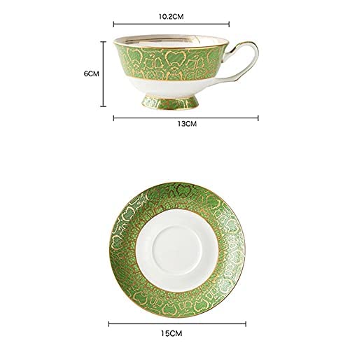 SGSG Juego de platillos y Tazas de café de cerámica Verde, Juego de té de la Tarde Europeo, Tazas de Tetera Hechas a… - Imagen 6