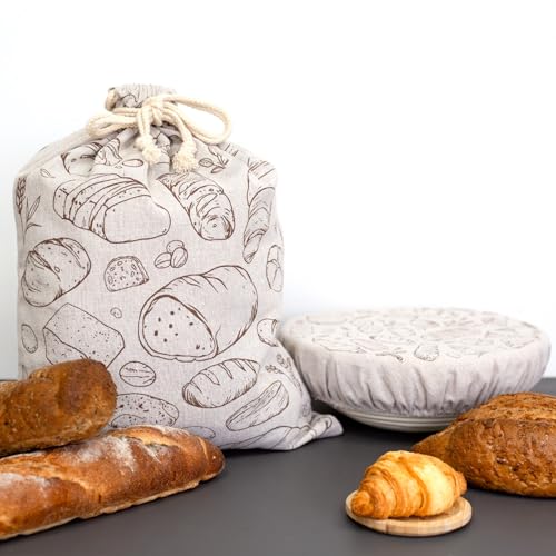2 Pack Large Reusable Linen Bread Bags - image 1